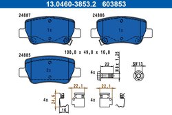 SET PLACUTE FRANA ATE 13.0460-3853.2 - Compatibil cu TOYOTA
