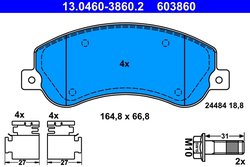 SET PLACUTE FRANA ATE 13.0460-3860.2 - Compatibil cu VW