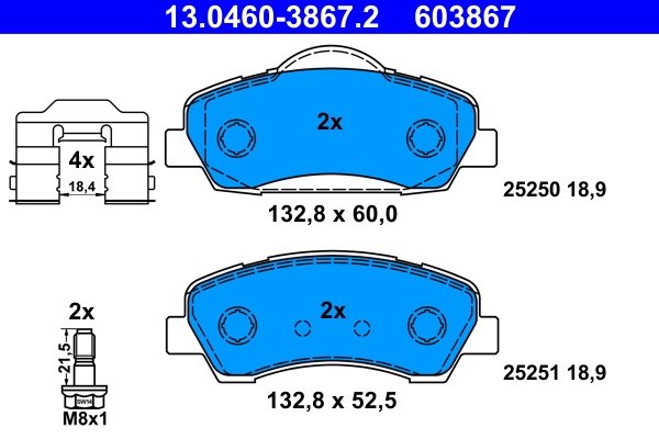 Set placute frana ATE 13.0460-3867.2