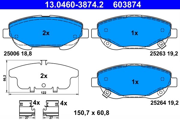 Set placute frana ATE 13.0460-3874.2