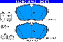 SET PLACUTE FRANA ATE 13.0460-3876.2 - Compatibil cu CITROEN, DS, OPEL, PEUGEOT, VAUXHALL