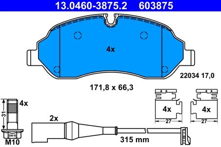 Set placute frana ATE 13.0460-3875.2