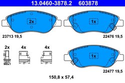 Set placute frana ATE 13.0460-3878.2
