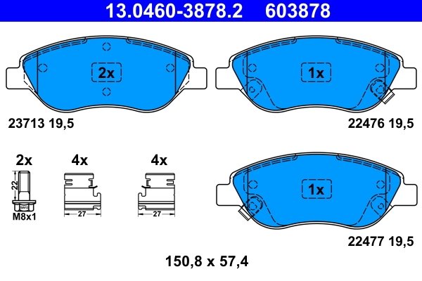 Set placute frana ATE 13.0460-3878.2