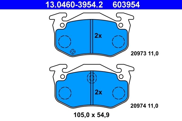 SET PLACUTE FRANA ATE 13.0460-3954.2 - Compatibil cu CITROEN, PEUGEOT, RENAULT