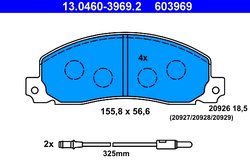 SET PLACUTE FRANA ATE 13.0460-3969.2 - Compatibil cu OPEL, RENAULT, VAUXHALL