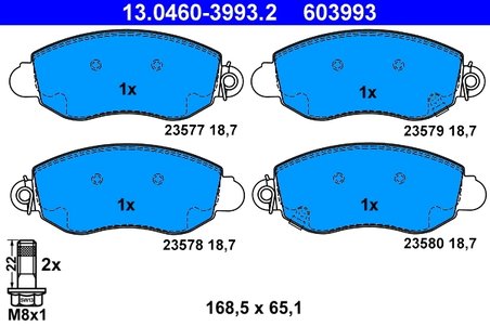 SET PLACUTE FRANA ATE 13.0460-3993.2 - Compatibil cu FORD