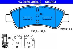 Set placute frana ATE 13.0460-3994.2