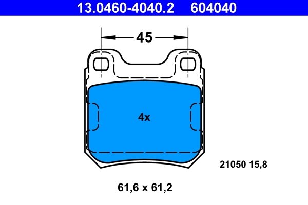 SET PLACUTE FRANA ATE 13.0460-4040.2 - Compatibil cu CHEVROLET, OPEL, SAAB, VAUXHALL