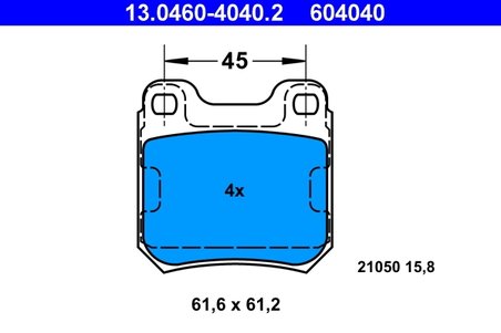 SET PLACUTE FRANA ATE 13.0460-4040.2 - Compatibil cu CHEVROLET, OPEL, SAAB, VAUXHALL