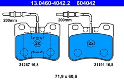 SET PLACUTE FRANA ATE 13.0460-4042.2 - Compatibil cu CITROEN, PEUGEOT