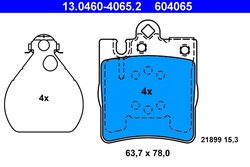 SET PLACUTE FRANA ATE 13.0460-4065.2 - Compatibil cu MERCEDES-BENZ