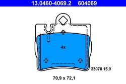 SET PLACUTE FRANA ATE 13.0460-4069.2 - Compatibil cu MERCEDES-BENZ