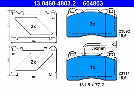 SET PLACUTE FRANA ATE 13.0460-4803.2 - Compatibil cu ALFA ROMEO