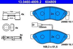 Set placute frana ATE 13.0460-4809.2