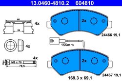 Set placute frana ATE 13.0460-4810.2