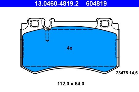 SET PLACUTE FRANA ATE 13.0460-4819.2 - Compatibil cu MERCEDES-BENZ