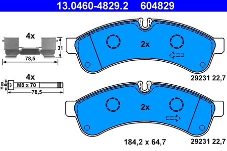 SET PLACUTE FRANA ATE 13.0460-4829.2 - Compatibil cu IVECO