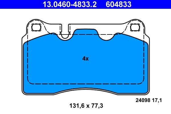 SET PLACUTE FRANA ATE 13.0460-4833.2 - Compatibil cu AUDI, CUPRA, SEAT, VW