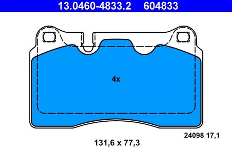 SET PLACUTE FRANA ATE 13.0460-4833.2 - Compatibil cu AUDI, CUPRA, SEAT, VW