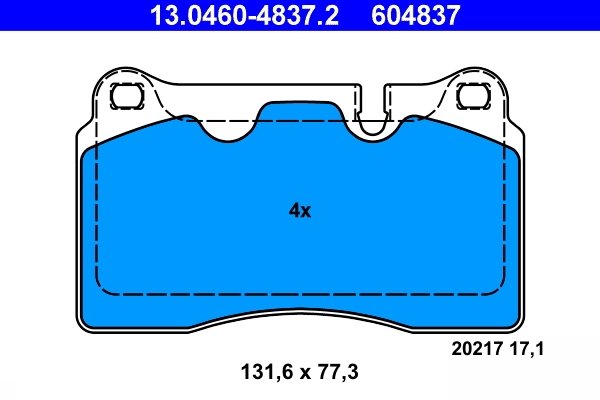 SET PLACUTE FRANA ATE 13.0460-4837.2 - Compatibil cu LAND ROVER