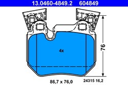 Set placute frana ATE 13.0460-4849.2