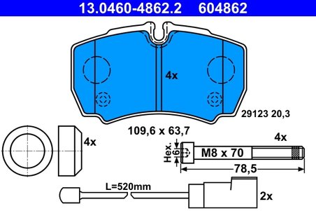 SET PLACUTE FRANA ATE 13.0460-4862.2 - Compatibil cu FORD