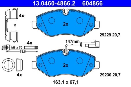 Set placute frana ATE 13.0460-4866.2