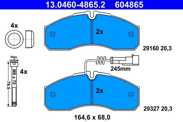 SET PLACUTE FRANA ATE 13.0460-4865.2 - Compatibil cu NISSAN