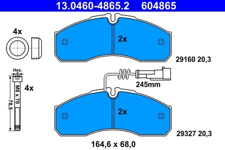SET PLACUTE FRANA ATE 13.0460-4865.2 - Compatibil cu NISSAN