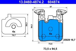 Set placute frana ATE 13.0460-4874.2