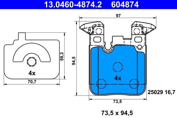 Set placute frana ATE 13.0460-4874.2