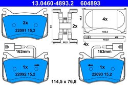 Set placute frana ATE 13.0460-4893.2