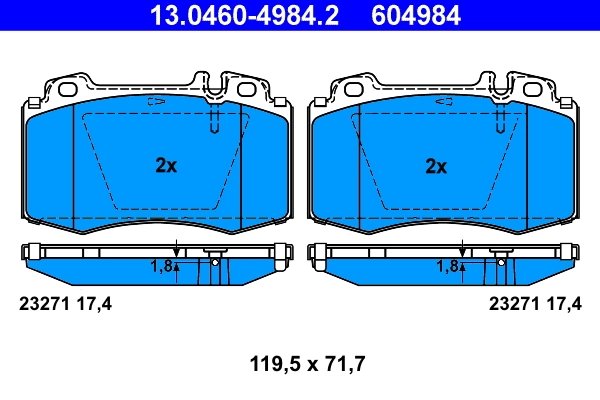 SET PLACUTE FRANA ATE 13.0460-4984.2 - Compatibil cu MERCEDES-BENZ