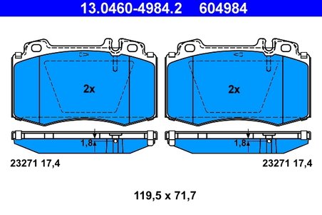 SET PLACUTE FRANA ATE 13.0460-4984.2 - Compatibil cu MERCEDES-BENZ