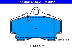 SET PLACUTE FRANA ATE 13.0460-4988.2 - Compatibil cu PORSCHE