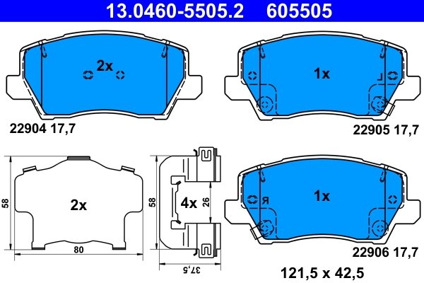 Set placute frana ATE 13.0460-5505.2
