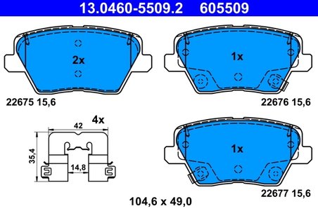 Set placute frana ATE 13.0460-5509.2