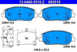 Set placute frana ATE 13.0460-5510.2