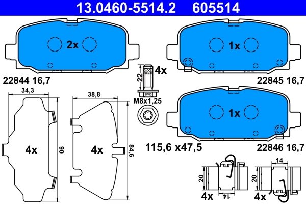 Set placute frana ATE 13.0460-5514.2