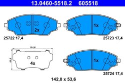 SET PLACUTE FRANA ATE 13.0460-5518.2 - Compatibil cu CHEVROLET