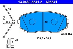 SET PLACUTE FRANA ATE 13.0460-5541.2 - Compatibil cu MITSUBISHI