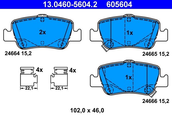 SET PLACUTE FRANA ATE 13.0460-5604.2 - Compatibil cu TOYOTA