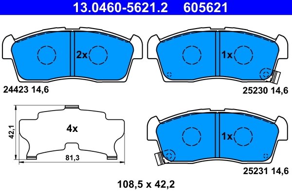 SET PLACUTE FRANA ATE 13.0460-5621.2 - Compatibil cu CITROEN, MITSUBISHI, PEUGEOT, SUZUKI