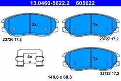 SET PLACUTE FRANA ATE 13.0460-5622.2 - Compatibil cu HYUNDAI, SSANGYONG
