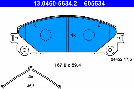SET PLACUTE FRANA ATE 13.0460-5634.2 - Compatibil cu LEXUS, TOYOTA