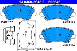 SET PLACUTE FRANA ATE 13.0460-5645.2 - Compatibil cu HYUNDAI, KIA
