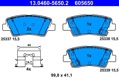 SET PLACUTE FRANA ATE 13.0460-5650.2 - Compatibil cu HYUNDAI, KIA, SSANGYONG