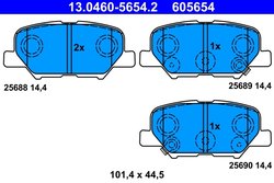 SET PLACUTE FRANA ATE 13.0460-5654.2 - Compatibil cu CITROEN, MAZDA, MITSUBISHI, PEUGEOT