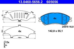 Set placute frana ATE 13.0460-5656.2